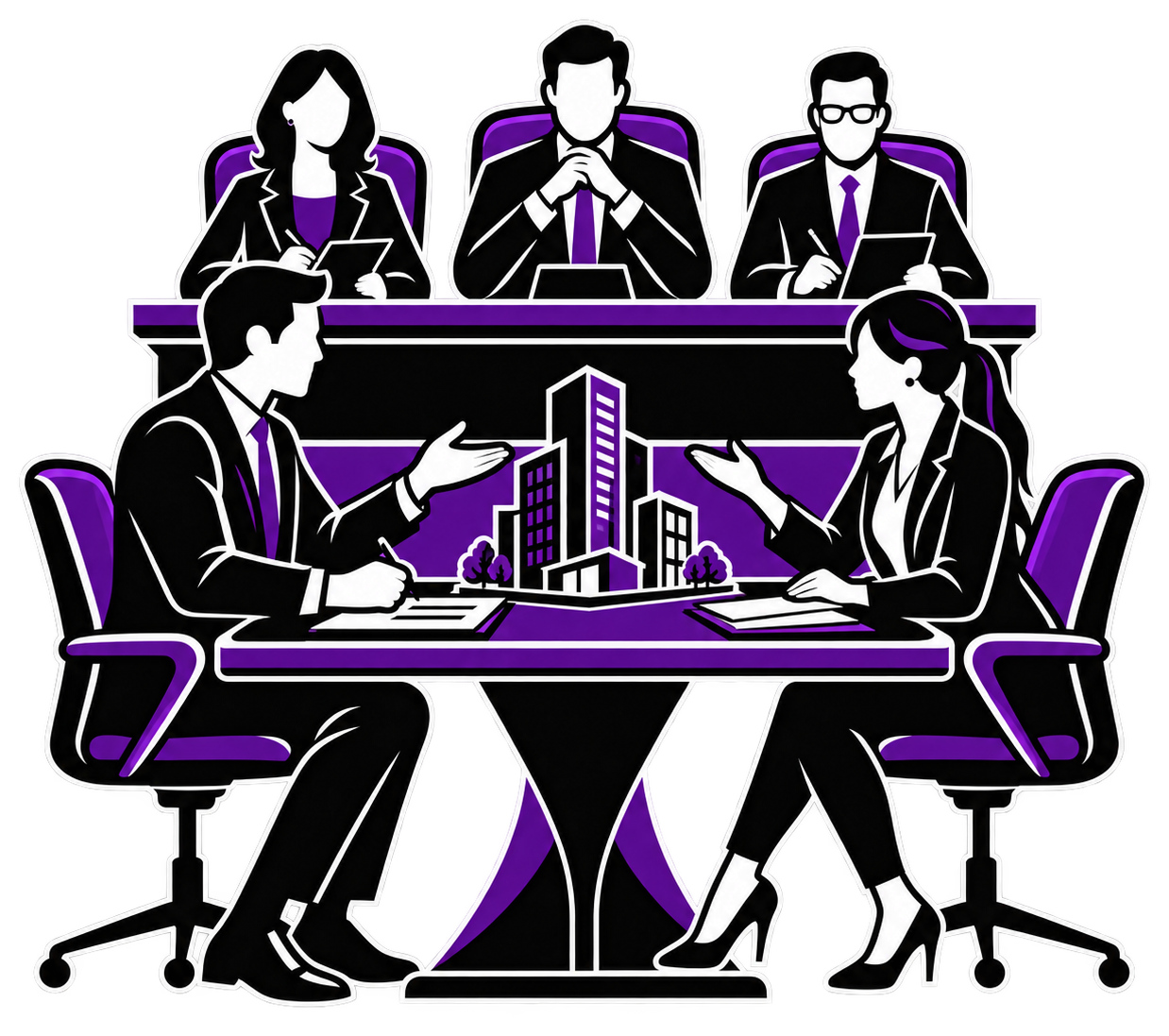 Two commercial real estate professionals competing before three judges